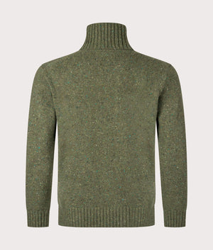 Tweed Knit Roll Neck Jumper in Green by Universal Works. Shot at EQVVS. Reverse image. 