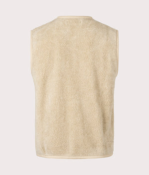 Universal Works Mountain Fleece Lancaster Gilet in Stone Beige for Men at EQVVS. Back Shot