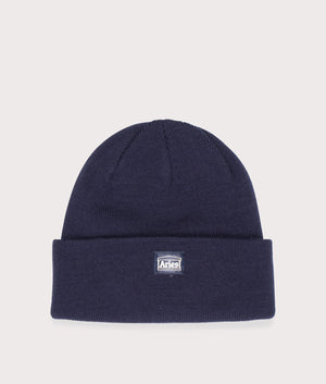 Aires Column Beanie in Navy. At EQVVS. Back shot