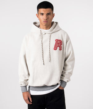 Reverse Column A Hoodie in Grey Marl by Aries. EQVVS Menswear Front Model Shot. 