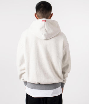 Reverse Column A Hoodie in Grey Marl by Aries. EQVVS Menswear Back Model Shot. 