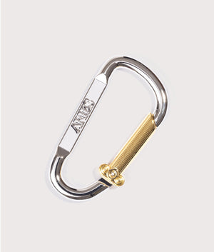 Aires Column Carabiner in Silver and Gold, 100% Zinc. At EQVVS. Side detail shot