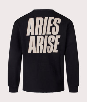 Aries Peace Press Gothic Waffle Long Sleeve T-Shirt in Black. Back Shot at EQVVS.