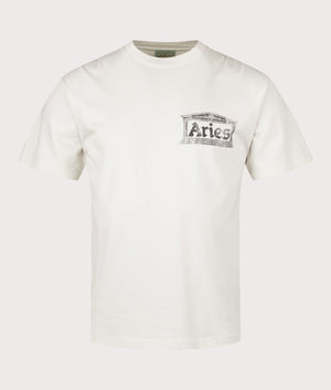 Aries Aged Ancient Temple T-Shirt in Off White at EQVVS. Front Shot.