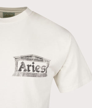 Aries Aged Ancient Temple T-Shirt in Off White at EQVVS. Detail Shot.