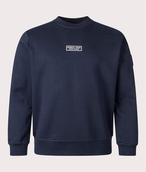 Marshal Artist Siren Crew Sweatshirt in Navy. 100% Cotton. At EQVVS Menswear. Front Detail Shot