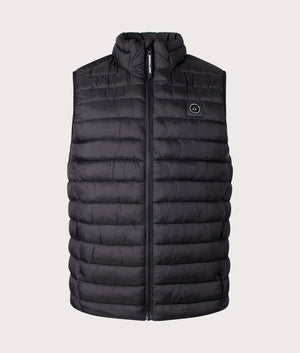 Wayfarer Gilet in Black by Marshall Artist. Shot at EQVVS. Front shot.