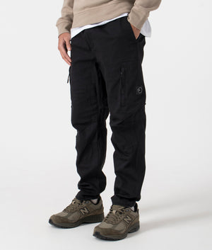 Marshall Artist Black Battalagia Cargo Pants. Shot at EQVVS. Side shot. 