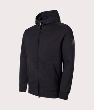 Marshall Artist Siren Full Zip Through Hoodie in Black. Shot at EQVVS. Side shot