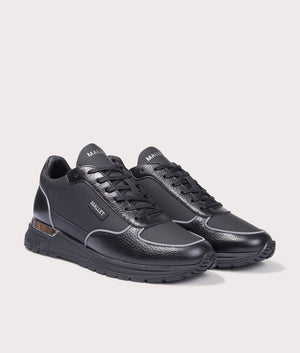 Popham Lite Trainers in Triple Black Silver by Mallet. EQVVS Shot. 