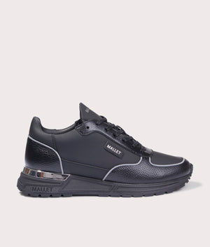 Popham Lite Trainers in Triple Black Silver by Mallet. EQVVS Shot. 