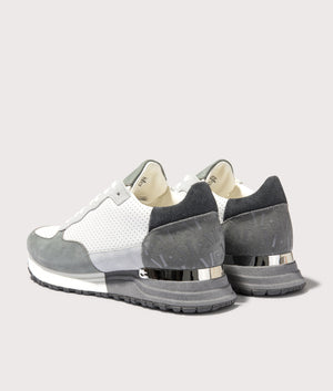 Mallet Popham Perf Trainers in Grey Silver. Shot at EQVVS. Back shot. 