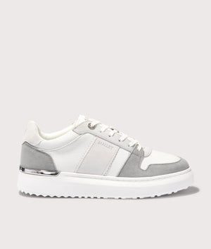 Mallet Hoxton Lite Trainers in White/Grey. Shot at EQVVS. Front shot. 