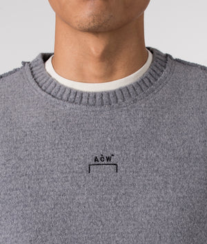 A-COLD-WALL Construct Knit Crewneck Jumper In Grey at EQVVS Menswear detail Model shot