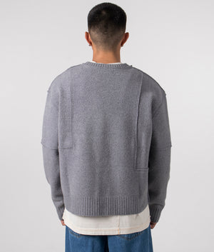 A-COLD-WALL Construct Knit Crewneck Jumper In Grey at EQVVS Menswear Back shot