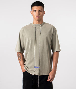 A-COLD-WALLL Relaxed Fit Fracture T-Shirt In Grey/Green Olive Grey at EQVVS Menswear front model shot