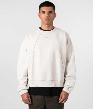 A-COLD-WALL Relaxed Fit Millbank Crewneck Sweatshirt in Beige at EQVVS Mens Front model shot