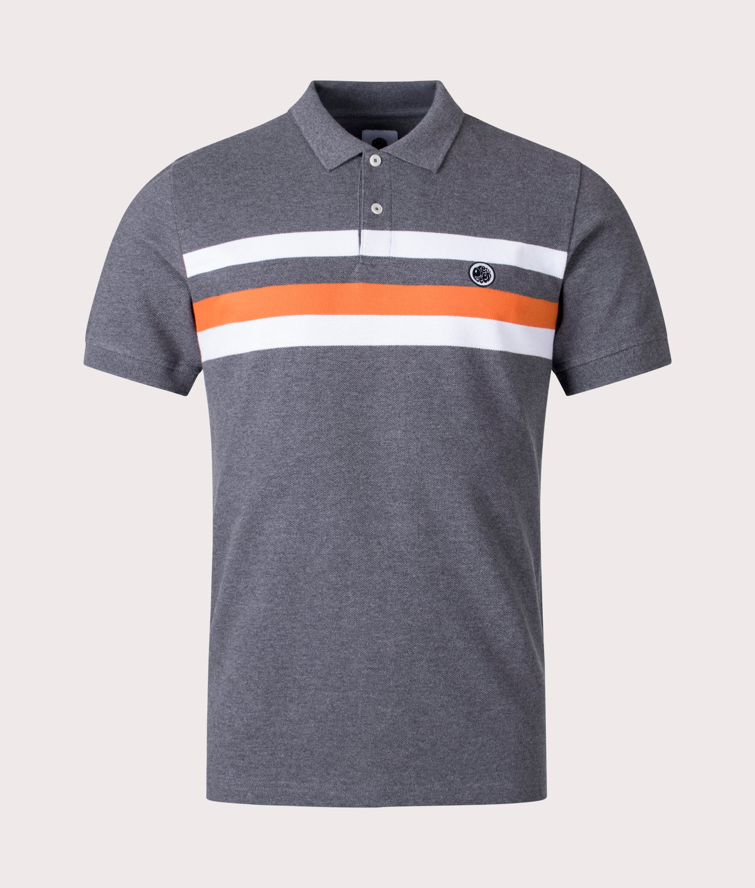 Hollen Chest Stripe Polo Shirt Grey Marl | Pretty Green | EQVVS