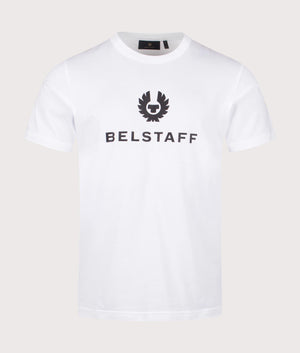 Belstaff Signature T-shirt in White at, 100% Cotton at EQVVS Menswear. Front Shot. 