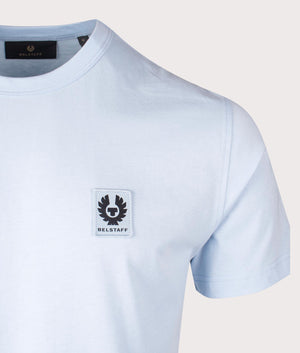 Belstaff T-Shirt in Sky Blue, 100% Cotton. At EQVVS Menswear. Front logo shot