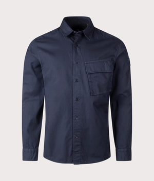 Belstaff Scale Shirt in Dark Ink, 100% Cotton. At EQVVS Menswear. Front detail shot