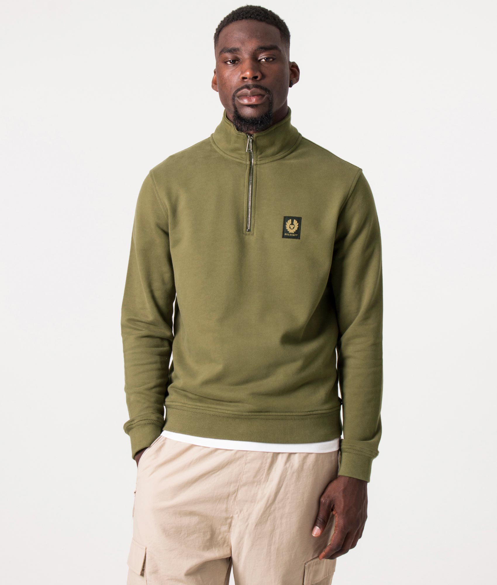 Belstaff Quarter Zip Sweatshirt True Olive | Belstaff | EQVVS