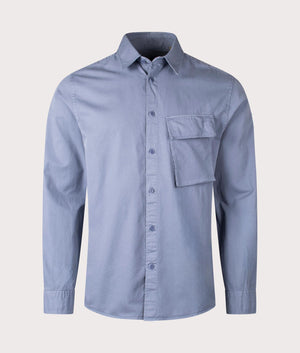 Belstaff Scale Shirt in Blue Flint, 100% Cotton. At EQVVS Menswear. Front shot