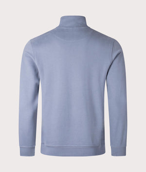 Belstaff Quarter Zip Sweatshirt in Blue Flint, 100% Cotton. At EQVVS Menswear. Back shot