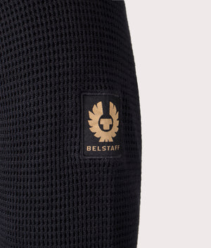 Belstaff Cole Crewneck Jumper in Black. Detail angle shot at EQVVS.