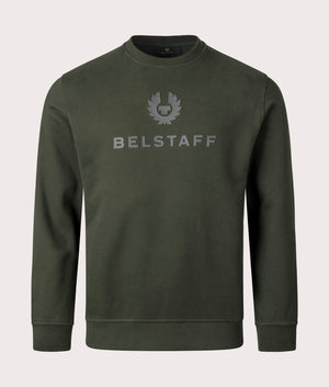 Belstaff Signature Crewneck Sweatshirt in Tile Green. EQVVS Shot.