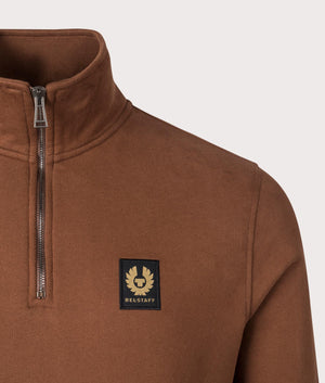 Belstaff Quarter Zip Sweatshirt in Deep Copper. EQVVS Shot.