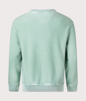 Belstaff Hockley Crewneck Sweatshirt in Oil Blue. Body 100% Cotton. At EQVSS Menswear. Back Shot