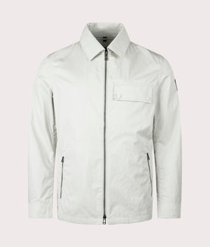 Belstaff Depot Overshirt in Mercury. Front angle shot at EQVVS.