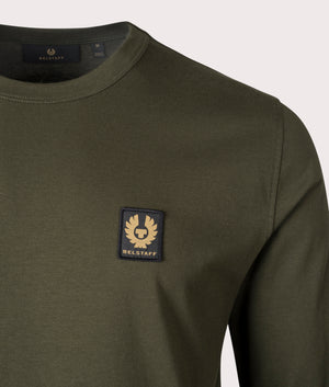 Belstaff Long Sleeved T-Shirt in Tile Green by Belstaff. EQVVS Shot.