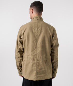 Belstaff Centenary Field Jacket in British Khaki, 100% Cotton at EQVVS. Back Shot. 