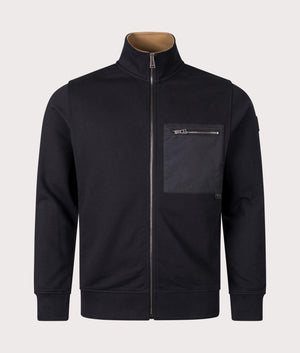 Belstaff Centenary Full Zip Sweatshirt in Black, 100% cotton at EQVVS. Front shot. 