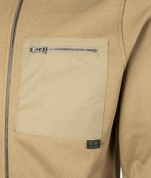 Belstaff Centenary Full Zip Sweatshirt in British Khaki, 100% Cotton at EQVVS. Pocket Detail Shot. 