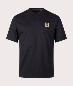 Belstaff Centenary Patch T-Shirt in Black. 100% Cotton. At EQVVS Menswear. Front detail shot