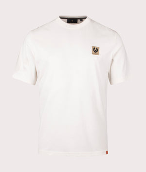 Belstaff Centenary Patch T-Shirt in Chalk. 100% Cotton. At EQVVS Menswear. Front detail shot