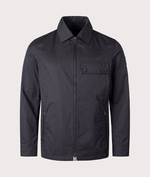 Belstaff Depot Overshirt in Black. Front angle shot at EQVVS.