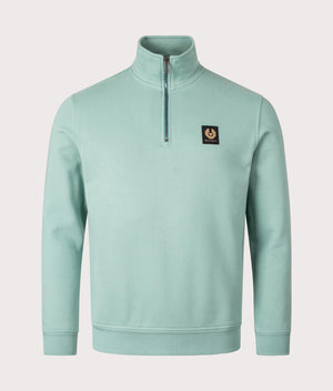 Belstaff Quarter Zip Sweatshirt in Oil Blue. EQVVS Shot. 