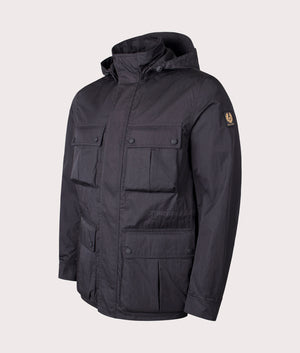 Belstaff Drome Jacket in Black. Side angle shot at EQVVS.