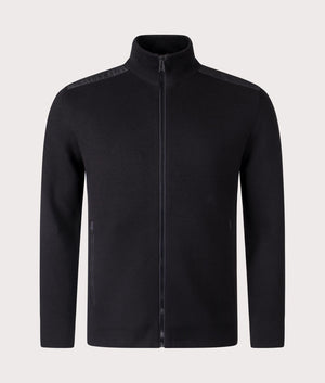 Belstaff Vertex Zip Cardigan in Black, 100% Cotton Body. At EQVVS Menswear. Front shot