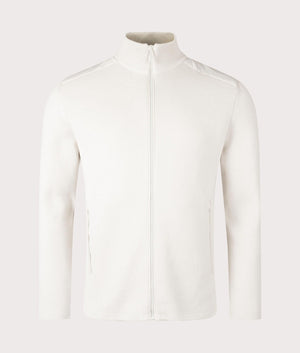 Belstaff Vertex Zip Cardigan in Stone Beige, 100% Cotton Body. At EQVVS Menswear. Front shot