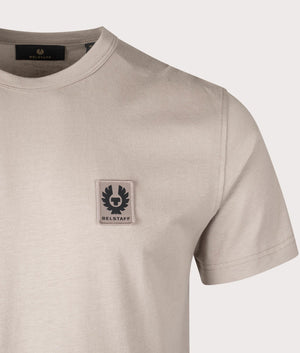 Belstaff T-Shirt in Pumice, 100% Cotton. At EQVVS Menswear. Front logo shot 