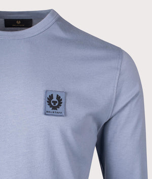 Belstaff Long Sleeved T-Shirt in Blue Flint. EQVVS Detail Shot