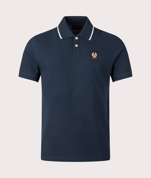 Belstaff Tipped Polo Shirt in Dark Ink. EQVVS Front Shot