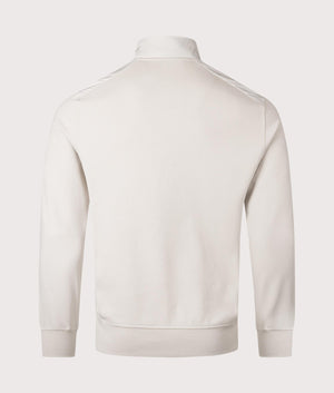 Belstaff Alloy Quarter Zip Sweatshirt in Stone Beige. Shot at EQVVS.  Reverse shot. 