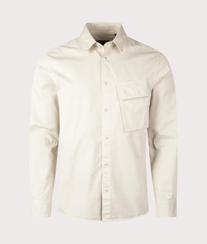 Belstaff Scale Shirt in Stone Beige, 100% Cotton. At EQVVS Menswear. Front shot