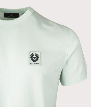 Belstaff T-Shirt in Breeze Green, 100% Cotton. At EQVVS Menswear. Front logo shot